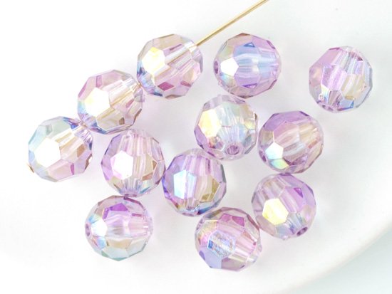 light purple AB round cut beads 10mm