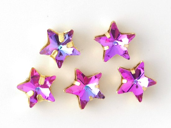 blue purple star glass with setting 8x6mm
