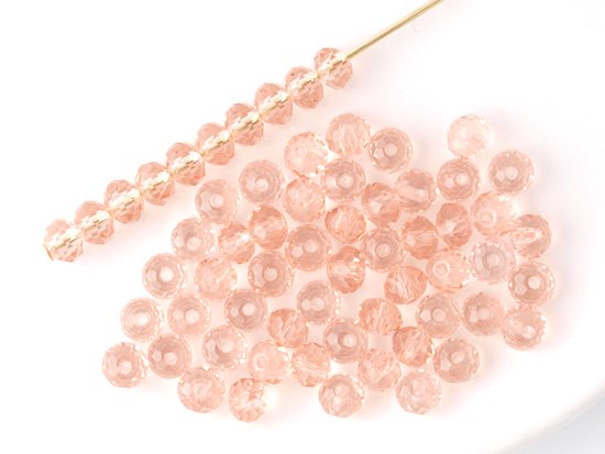 rose pink  facet rondell spacer beads 4mm