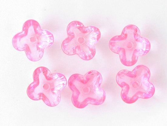 neon pink 4petal flower beads 8x4mm