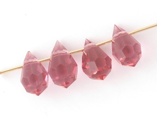 pink purple tear drop cut beads 10x6.5mm