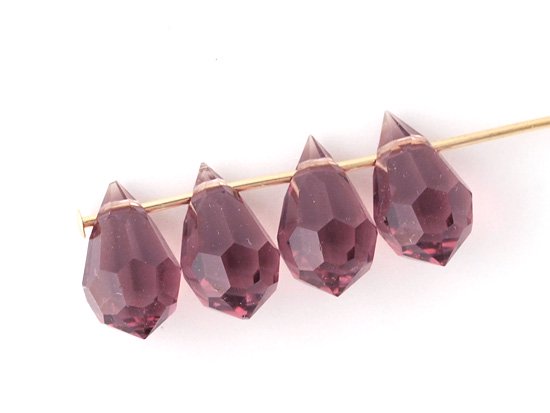 purple tear drop cut beads 10x6.5mm