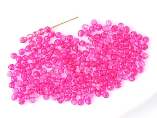 deep pink round cut beads 2mm