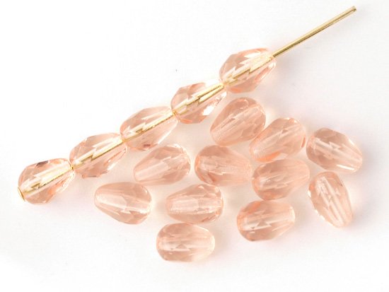rose pink tear drop cut beads 7x4.5mm