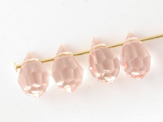 light pink tear drop cut beads 10x6.5mm