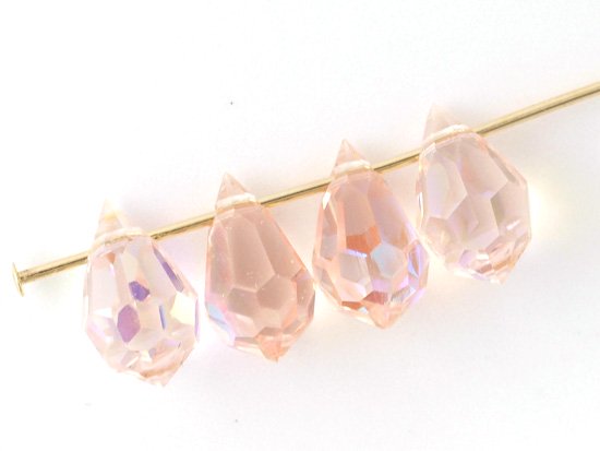 light pink AB tear drop cut beads 10x6.5mm
