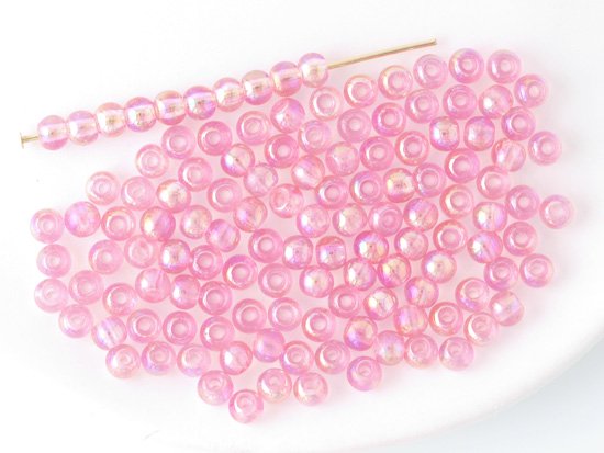 vintage pink AB round beads 3mm