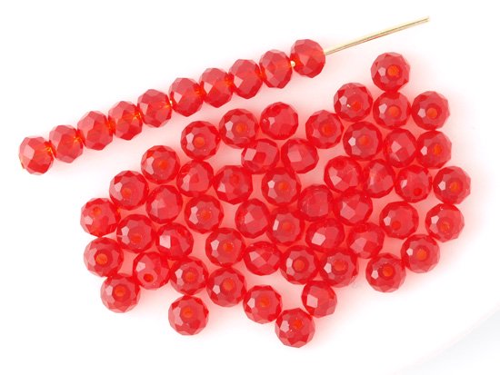 red facet rondell spacer beads 4mm