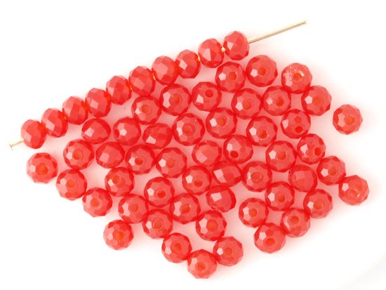 milky red facet rondell spacer beads 4mm