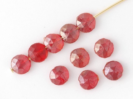 vintage red round cut nail head beads 5.5mm