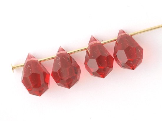 dark cherry red tear drop cut beads 10x6.5mm