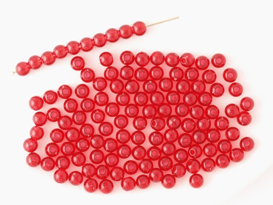 vintage red round beads 3.5mm
