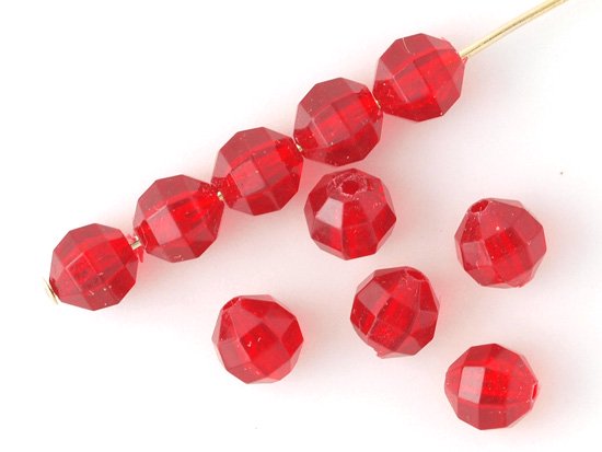 vintage red round cut beads 6mm