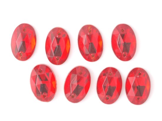 vintage red oval glass 12x8mm