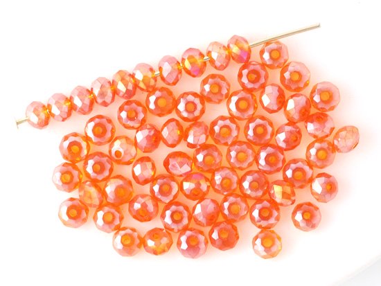 clear orange facet rondell spacer beads 4mm