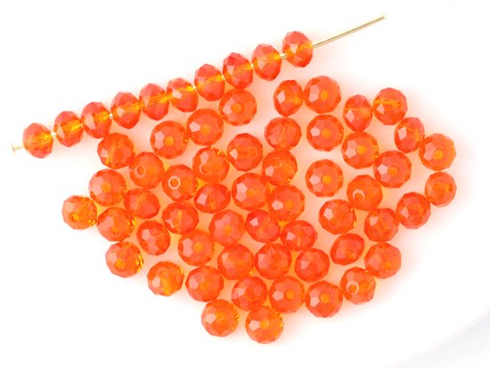 clear dark orange facet rondell spacer beads 4mm