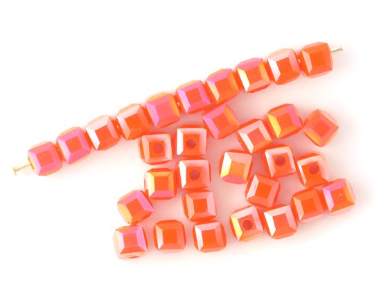 orange square cut beads 4mm