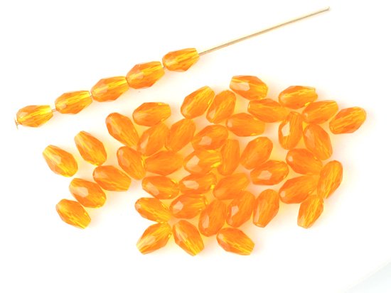 clear orange tear drop cut beads 5mm