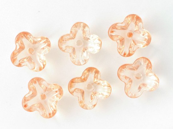 light pink orange 4petal flower beads 8x4mm