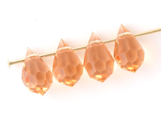 apricot orange tear drop cut beads 10x6.5mm