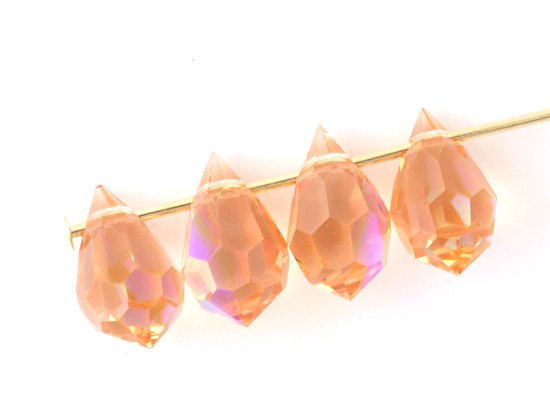 apricot orange AB tear drop cut beads 10x6.5mm