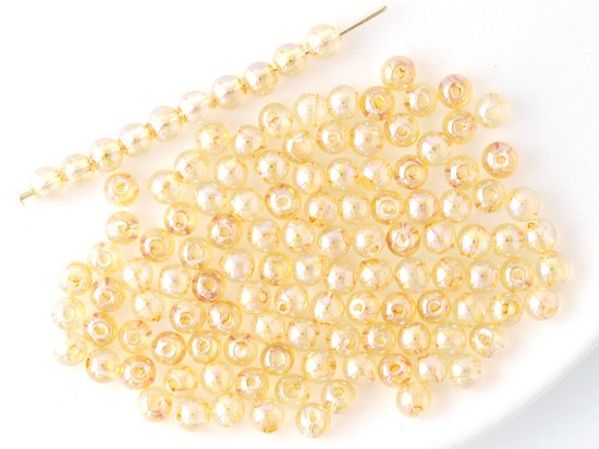 vintage orange AB round beads 4mm