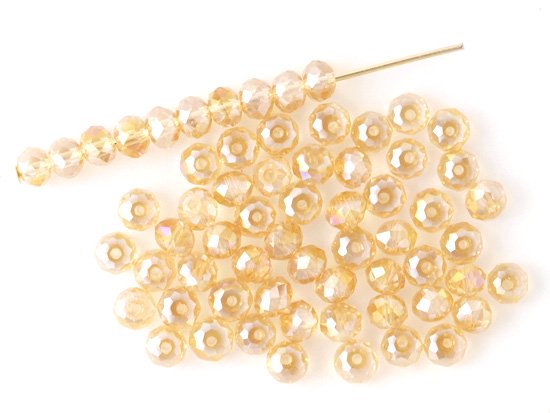 light beige facet rondell spacer beads 4mm