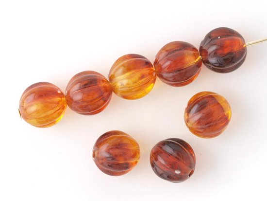 vintage brown marble melon beads 8mm