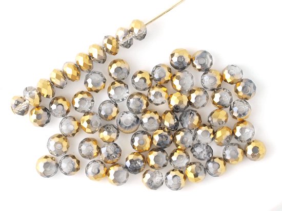 gray gold half coat facet rondell spacer beads 4mm