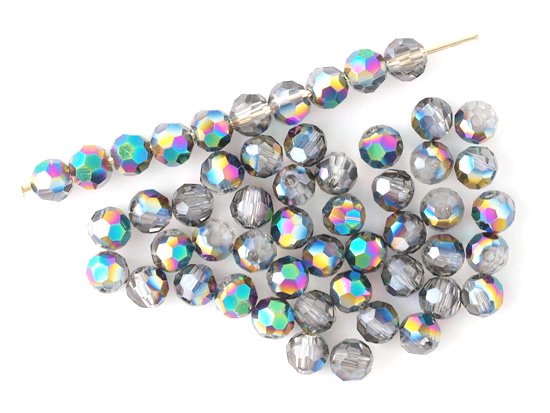  gray matal half coat round cut beads 4mm