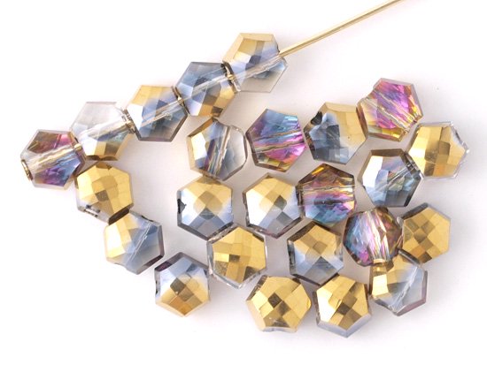gray gold hexagon cut beads 5mm