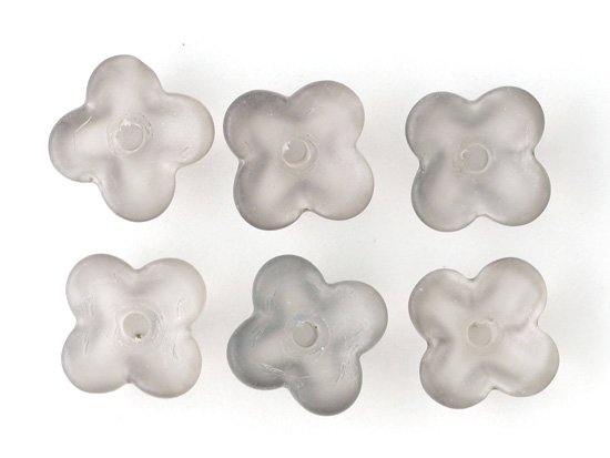 frost gray 4petal flower beads 8x4mm