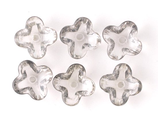 light gray 4petal flower beads 8x4mm