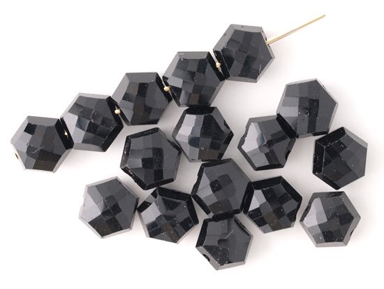 black hexagon cut beads 7mm