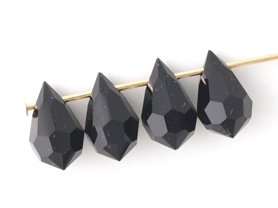 black tear drop cut beads 10x6.5mm