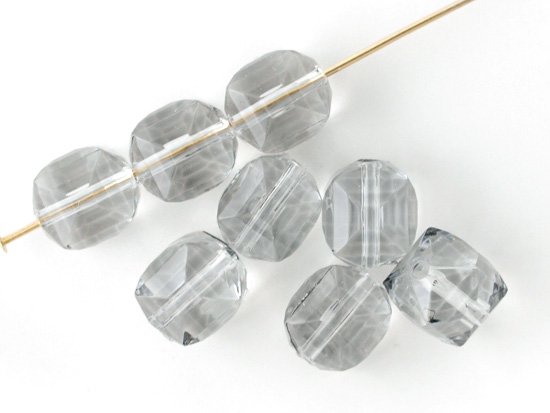 clear blue gray cube beads 9mm