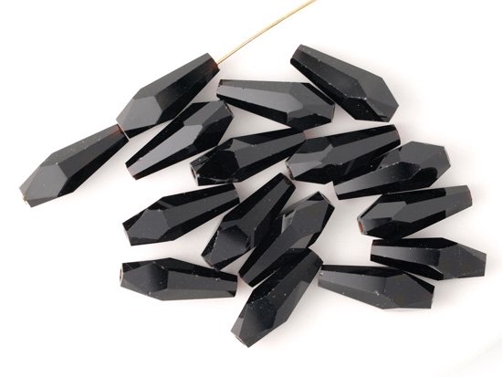 black tear drop cut beads 15x6mm