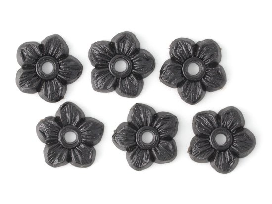 vintage black stackable flower 12mm