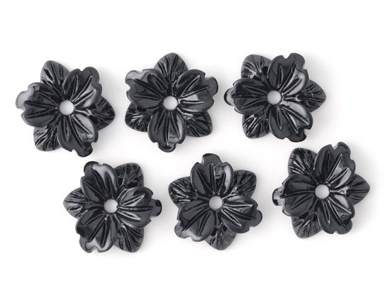 vintage black 3petal stackable flower 12mm