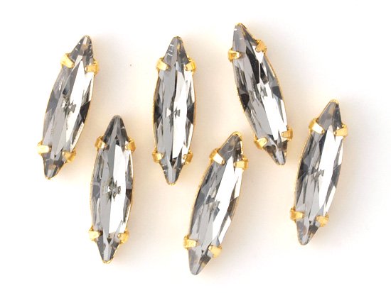 black diamond navette glass gold setting 15x5mm
