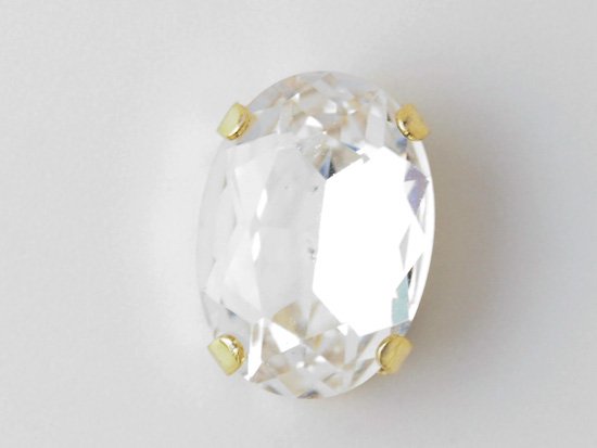 clear oval glass gold setting 14x10mm
