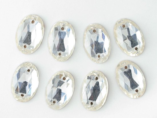 vintage clear oval glass 12x8mm