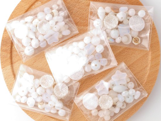 white glass beads pack