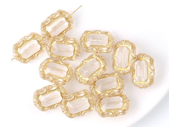 clear antique square design beads 18x13.5mm