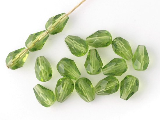 olive green tear drop cut beads 8mm