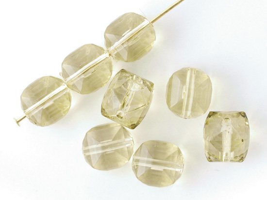 clear deep yellow green cube beads 9mm