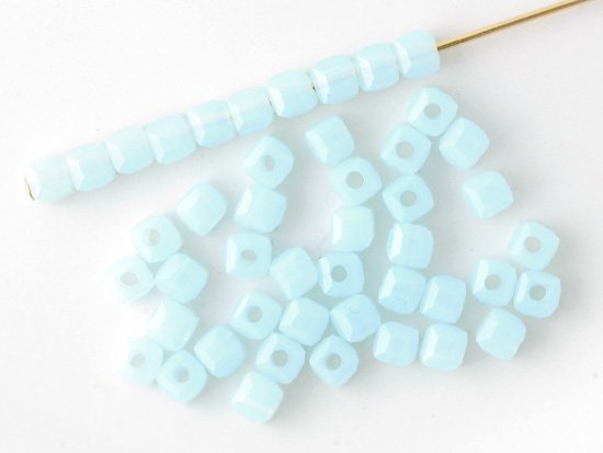 milky blue square cut beads 3mm
