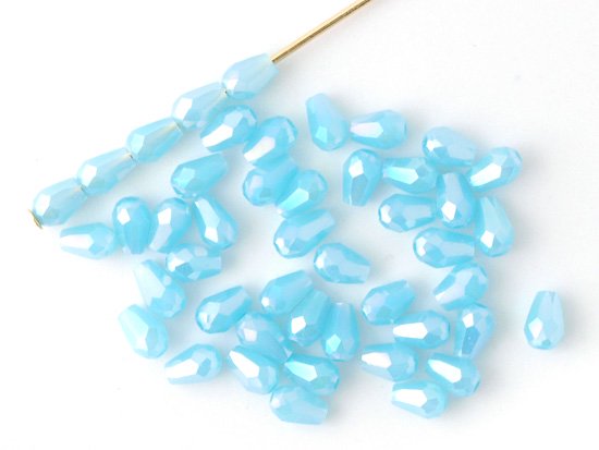 light aqua blue tear drop cut beads 5mm