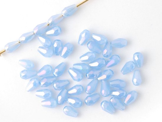 light blue tear drop cut beads 5mm