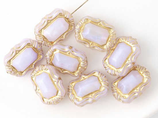 lavender antique square design beads 18x13.5mm